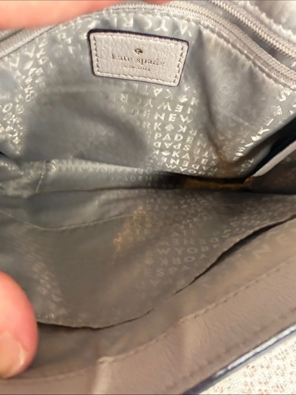 Kate Spade Pebbled Gray Layered Flap Crossbody with Gold Accents